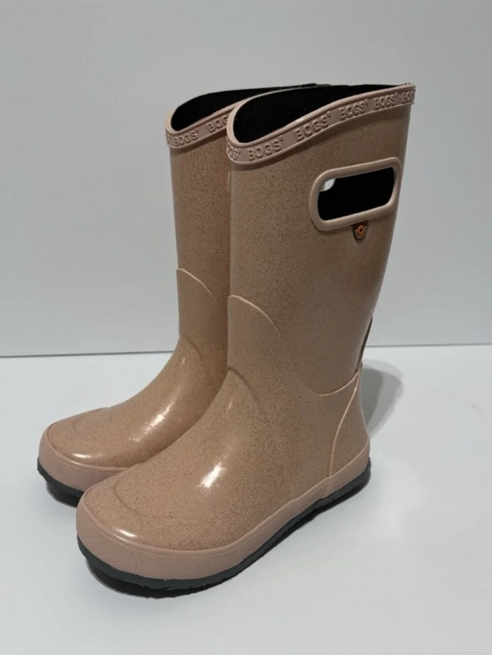 Bogs Big Kids’ Rain Boot Glitter Rose Gold, Girls’ 1 M